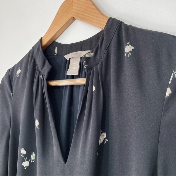 H&M Dark Gray Floral Long Sleeve Shift Dress Size XS - Picture 5 of 16